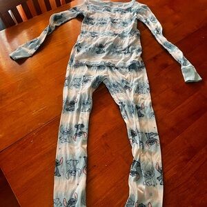 Blue and White Cartoon Print Pajama Set